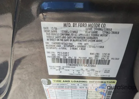 2007 Ford Freestyle Sel from USA, damaged, VIN 1FMDK02197GA31066